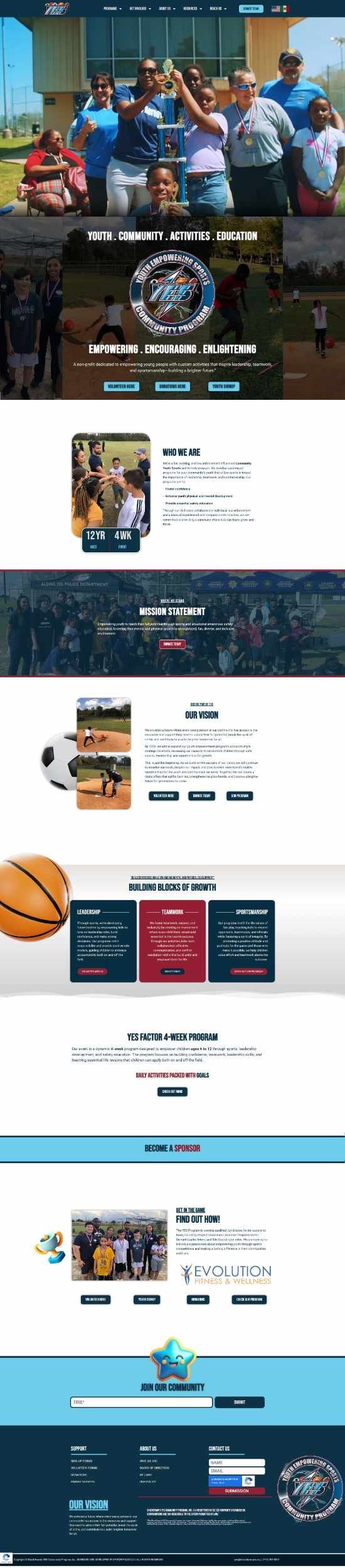 Website design for Youth Empower Sports, a youth sports nonprofit — by EP Portfolio