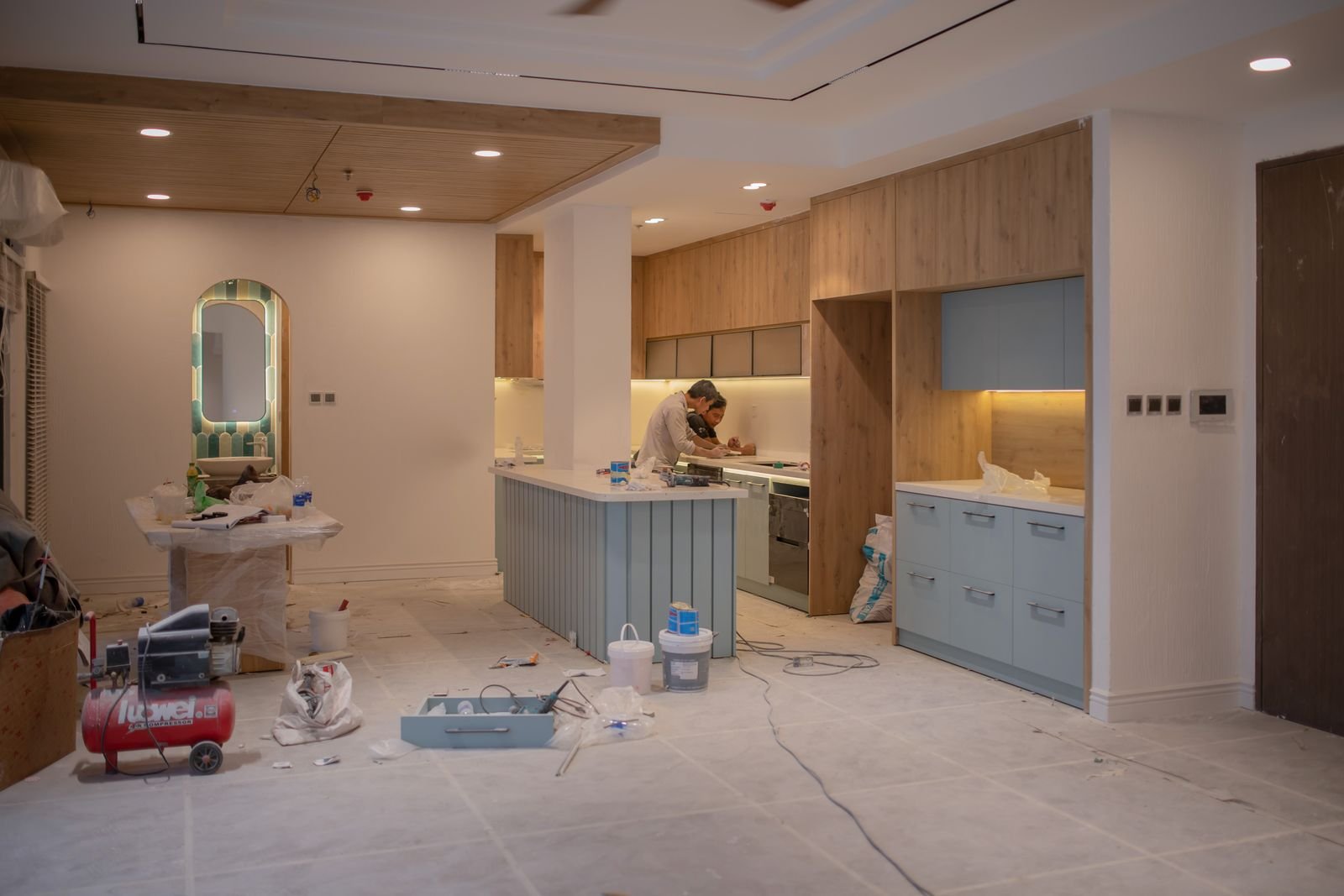 Kitchen cabinets mid-refinish